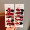 Grampo de Cabelo Vermelho com Bolinhas para Menina Presilha BB para Franja Infantil Lado Frontal Cabelo Quebrado Grampo Bico de Pato Cabelo Acessório de Cabelo
