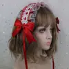 Diadema Lolita de chica suave japonesa con encaje blanco, dulce y versátil, gato y carta de amor, diadema Lolita con asa de ángel