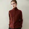 Cardigã de tricô feminino em cashmere, macio e amigo da pele, modelagem solta, emagrecedor, espesso, de abotoamento simples, top de nicho