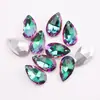 Pendente Folha de Bordo Único Furo Dupla Face Malha Gota D'água Cristal Vidro Charme DIY Acessórios para Roupas Fivelas de Sapato Peças Fabricante