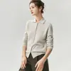 Cárdigan de cachemira de alta calidad con cuello polo para mujer, con un diseño de un solo botón, una sensación suave y cómoda, un corte favorecedor y una silueta versátil y estilizada