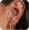 Moda europea y americana incrustada circonita mariposa flor oro real 14k aretes set de tres piezas aretes sentido de alta gama para mujer