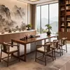 Mesa de Té de Madera Maciza Lujo Ligero Nogal Gama Alta Mesa para Beber Té Kung Fu Nuevo Chino Mesa de Preparación de Té y Juego de Sillas de Madera Original Arhat