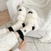 Calcetines de Contraste Bordados en Blanco y Negro Calcetines de Media Caña para Mujer Otoño e Invierno Gruesos Cálidos Estilo Japonés para Exterior Calcetines Apilados de Cibercelebridad