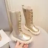 Botas Infantis Estilo Coreano Botas Martin para Crianças 2026 Nova Primavera/Outono Botas Longas de Princesa Modelo Botas de Cano Alto Passarela