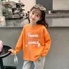Camiseta de manga larga de algodón puro para niñas, nuevo estilo primavera y otoño, estampado de dibujos animados, top de cuello redondo, camiseta básica informal para bebés