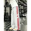 Pantalones de chándal anchos con estampado de letras retro americano y tres rayas para hombre y mujer, marca de moda, holgados, casual, deportivos, versátiles, largos