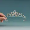 Diadema Corona Cruzada Tiara de Princesa Infantil Diadema de Cristal Accesorios para el Cabello de Cumpleaños Joyería para Niñas Diadema Brillante