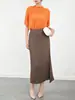 Camiseta Miyake Meia-manga Batmóvel Top Estilo Preguiçoso Verão Design Plissado Sensação Elástico Solto Simples Cor Sólida Top para Mulheres