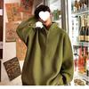 Estilo Transfronteiriço Outono e Inverno Estilo Preguiçoso Retrô Gola Lapela Meio Zíper Solto Versátil Manga Longa Suéter de Tricô para Homens