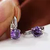 Pendientes de circonita cúbica morada de nueva ronda Cross-border Wish, modernos y versátiles, joyería al por mayor estilo europeo y americano