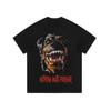 Camiseta de Manga Corta Retro Estilo Americano Moda Nacional Estampado Directo con Tinta Blanca Lavada Vieja Oversize para Hombre y Mujer Top Holgado
