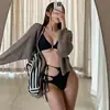 Nuevo traje de baño sexy de dos piezas europeo y americano para mujer que cubre el abdomen, adelgazante, para pecho pequeño, push up, bikini conservador, traje de baño para aguas termales