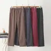 Novas calças xadrez de outono e inverno, com cintura elástica, corte solto, casuais, modeladoras e quentes, com forro de fleece adicional para maior aquecimento, adequadas para usar em casa
