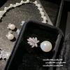 Colar de pérolas vintage com floco de neve e pedras preciosas da corte austríaca, banhado a ouro 18K, brincos de contas de gelo