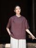 26 Roupa Feminina de Algodão e Linho de Verão Estilo Chinês Retrô Gola Assimétrica Blusa Pulôver Color Block com Botões Vestido de Chá Camisa de Linho de Alta Qualidade Feminina