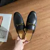 Mula Baotou de Verano para Mujer, Media Pantufla Cruzada en Stock, Calzado para Exteriores, Hebilla Metálica, Piel Suave, Suela Plana, Pantuflas Perezosas sin Cierre para Casa y Exteriores