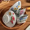 Louça de Mesa Cerâmica de Alta Temperatura Esmaltada por Baixo de Jingdezhen, Tigelas Coloridas, Tigelas de Cerâmica Retrô, Tigelas de Arroz Estilo Chinês, Tigelas para Macarrão, Tigelas para Sopa, Tigelas para Sobremesa