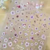 Adesivos de Unha com Flores Secas Simuladas, Populares no Xiaohongshu, Pétalas Florais de Primavera, Decalques de Unha em Relevo Florais Estilo Japonês