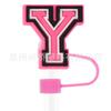 Tampa de Canudo Letra Inglesa Rosa Tampa Decorativa de Palha Plug de Poeira Removível DIY Silicone de Grau Alimentício Tampa de Canudo