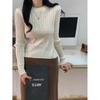 Tiro Real~Camiseta Base Estilo Coreano 2026 Otoño e Invierno Nuevo Suéter de Punto Ropa Interior Cálida Top para Mujer