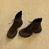 Botas Deportivas de Tobillo de Suela Gruesa para Aumentar la Estatura 2026 Otoño/Invierno Nuevas Botas Martin Retro con Punta Redonda, Cremallera Lateral y Cordones para Mujer