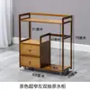 Gabinete de Té Móvil Gabinete Lateral de Cocina Estante para Té Estante Cubo Estante de Almacenamiento de Madera Maciza de Bambú Mesa Lateral de Mesa de Té