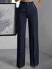 Pantalones de traje de pierna ancha a rayas verticales de cintura alta para mujer, Comercio exterior transfronterizo de verano 2026 Amazon, Elegantes y modernos para el trabajo, Versátiles