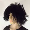 Peluca de Mendigo Peluca Afro de Mascarada Cabello Largo Recto Negro Masculino Tocado Salvaje Peluca de Loco para Actuación en Escenario