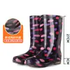 Botas de Lluvia de Gel de Caña Alta Impermeables Zapatos de Goma Botas de Agua para Mujer Adulto Largas de Moda Cocina Antideslizantes Verano