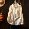 Camisa de mujer de diseño minimalista estilo coreano para el día a día, nueva colección primavera 2026, manga larga de algodón puro cepillado, color liso, con cuello de solapa