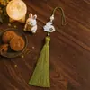 Colgante de borla de acetato de Conejo de Jade Blanco de Mediados de Otoño, Borla Graduada de Nicho Estilo Chino, Colgante de Borla Festivo de Mediados de Otoño