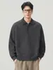 Sudadera con Cuello Polo para Hombre Anyang 2026 Otoño/Invierno de Peso Pesado con Mangas Ranglán Pulóver Holgado Casual Color Sólido Ropa