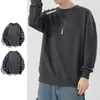 Sudadera de otoño e invierno para hombre, holgada y gruesa, sin capucha, cuello redondo, manga larga, talla grande, moderna y versátil