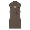 ZA Ropa de Mujer para Comercio Exterior Europeo y Americano AliExpress Venta Caliente Moda Vestido Mini con Tirantes y Botones