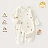 Roupas de Bebê Algodão Puro Classe A Macacão para Recém-Nascido Macacão de Bebê Primavera e Outono Sem Costura Roupas Infantis Anxiang