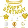 Globo de Película de Aluminio de 16 Pulgadas Tamaño Pequeño Letras Inglesas Feliz Cumpleaños Color Blanco Crema Caramelo Avena Traje de Diseño para Fiesta