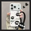 Cordón de bola de carbón adecuado para funda de teléfono Apple 18pm, iPhone 16, estilo coreano, diseño lindo de dibujos animados, 15, textura de silicona, 14