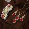 Nuevo Llegada Esmalte Cloisonné Estilo Chino Vintage Elegante Flor Reloj para Mujer Moda Todo Fósforo Diamante Joyería traje