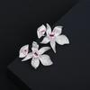 Nuevos Pendientes Florales de Oudina para Mujer, Circonita Microincrustada, Moda de Lujo Ligero, Pendientes con Cierre de Plata S925