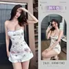 Camisón Sexy de Lencería con Liguero y Tirantes, Ajuste Delgado Sexy con Estampado de Gato, Cubre Cadera en la Cintura, Pijama Sexy Apasionado y Caliente