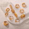 Anillo de línea de estilo simple con personalidad de moda de joyería de acero de titanio transfronterizo de estilo británico, serie de anillos de retención de color oro de 18 quilates