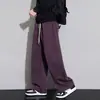 Calças casuais emagrecedoras plus size para homens, modernas e versáteis, adequadas para primavera e outono, calças americanas de perna larga reta, tamanho extra grande
