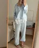 2026 Nuevo Traje Casual de Moda Estilo Oficina Cárdigan Superior Pantalones Rectos Holgados Pantalones Largos Ropa Femenina Transfronteriza Europea y Americana