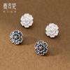 Plata S925 Usado Botones de Flor de Seis Pétalos Hebilla de Conexión para Pulsera Semiterminada Accesorios Knockstring para Pulsera DIY Hecha a Mano S1480