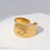 Anillo Abierto Transfronterizo Europeo y Americano de Acero Inoxidable con Diseño Personalizado en Forma de Ojo, Anillo de Acero de Titanio Chapado en Oro No Descolorante al por Mayor para Mujeres