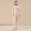 Conjunto de Ropa Interior Térmica de Lyocell para Otoño e Invierno para Hombre, Tops y Pantalones Térmicos Gruesos con Forro Polar, Capa Base Delgada a Prueba de Frío para Mujer