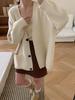 Suéter gris holgado estilo coreano para mujer, abrigo de punto informal con cuello en V, otoño e invierno 2024