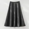 Falda Larga de Lana Mezclada de Nuevo Estilo Otoño e Invierno para Mujer, Falda Larga de Línea A Adelgazante de Cintura Alta, Engrosada