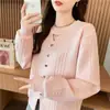 Moletom Feminino Cor Sólida Estilo Americano Preguiçoso Chique, Modelo Fino para Primavera e Outono, Tendência Este Ano, Lindo Top Jacquard Vazado Estilo Soft Girl